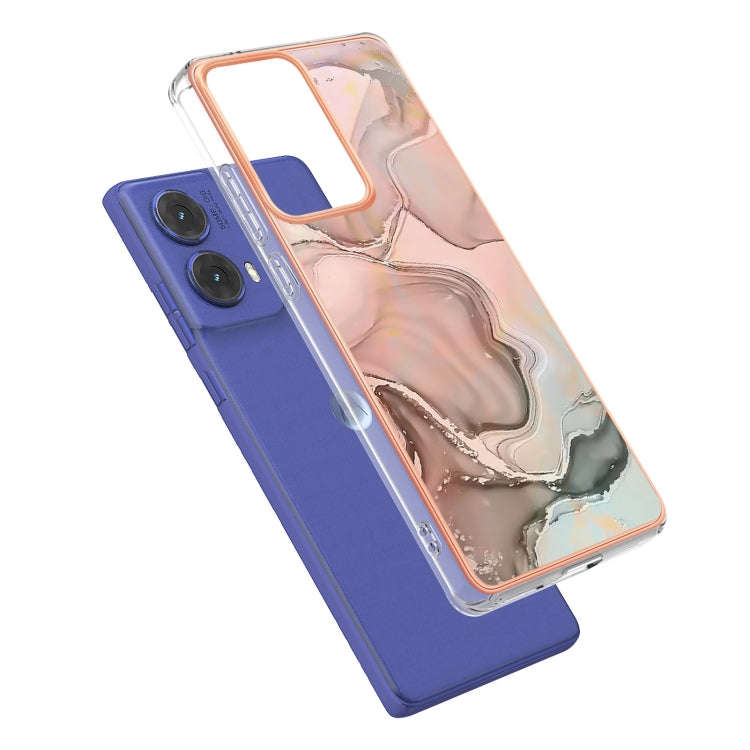 For Motorola Moto G85 Electroplating Marble Dual-side IMD Phone Case(Rose Gold 015)