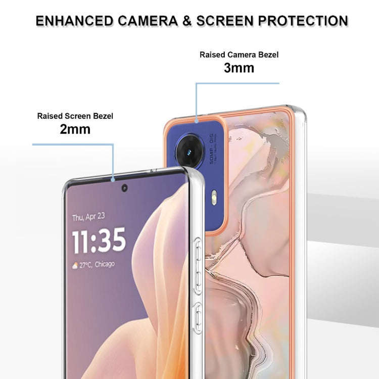 For Motorola Moto G85 Electroplating Marble Dual-side IMD Phone Case(Rose Gold 015)