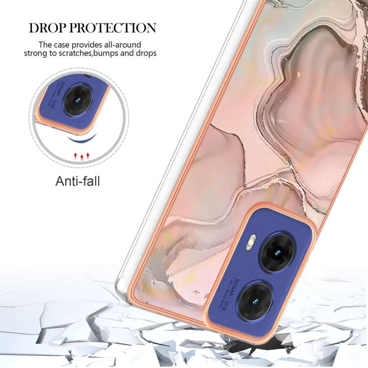 For Motorola Moto G85 Electroplating Marble Dual-side IMD Phone Case(Rose Gold 015)
