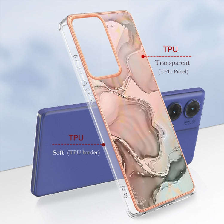 For Motorola Moto G85 Electroplating Marble Dual-side IMD Phone Case(Rose Gold 015)