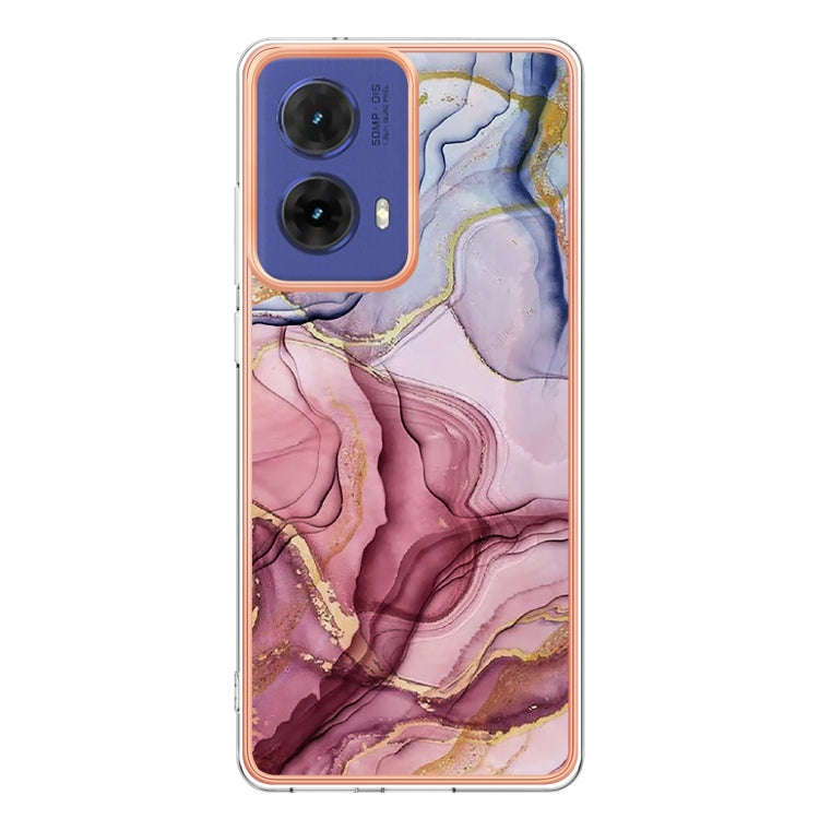 For Motorola Moto G85 Electroplating Marble Dual-side IMD Phone Case(Rose Red 014)
