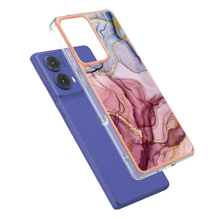 For Motorola Moto G85 Electroplating Marble Dual-side IMD Phone Case(Rose Red 014)