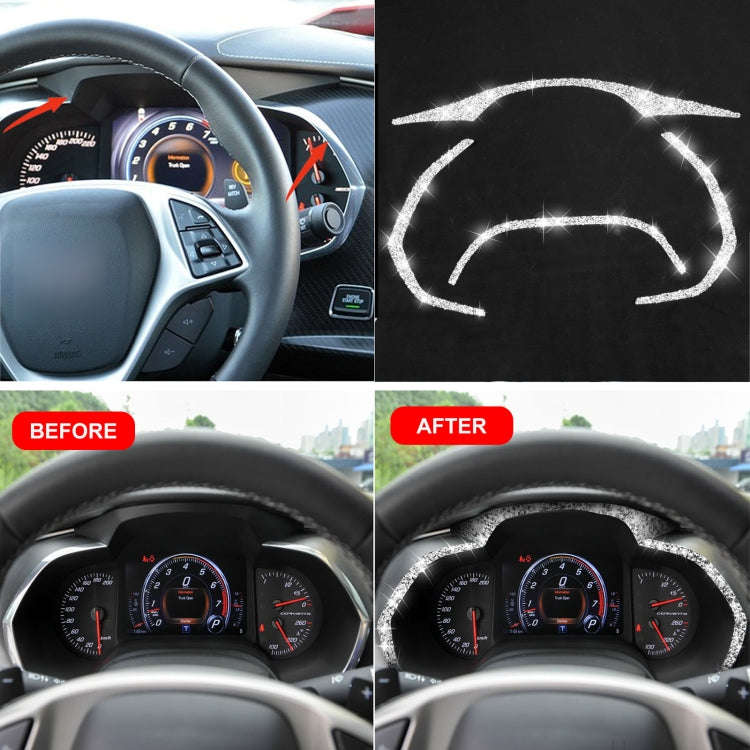 For Chevrolet Corvette C7 2014-2019 4 in 1 Car Dashboard Frame Diamond Decorative Sticker, Left D...