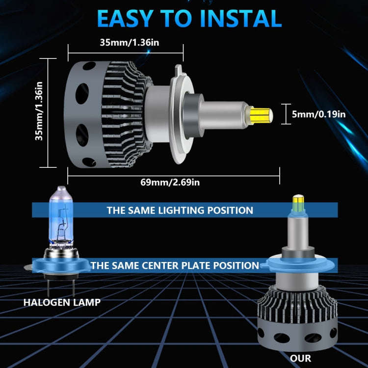 V1 1 Pair H4 55W 6000K 11000LM Car 6 Sides LED Headlight(Cool White)