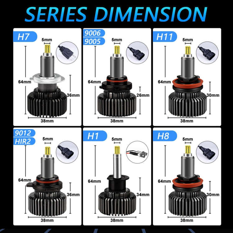 V2 1 Pair H11 35W 6000K 4000LM Car 6 Sides LED Headlight(Cool White)