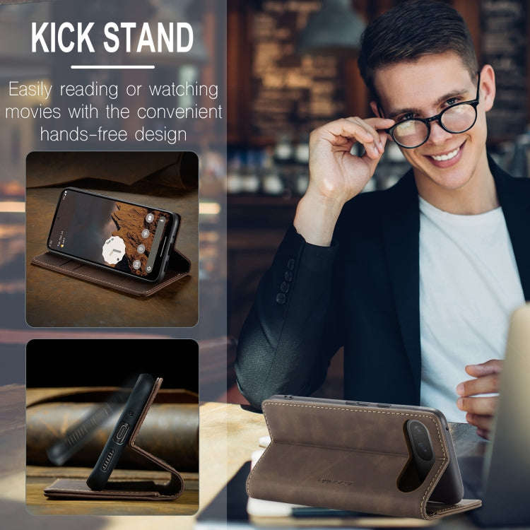 For Google Pixel 9 / 9 Pro CaseMe 013 Multifunctional Horizontal Flip Leather Phone Case(Coffee)