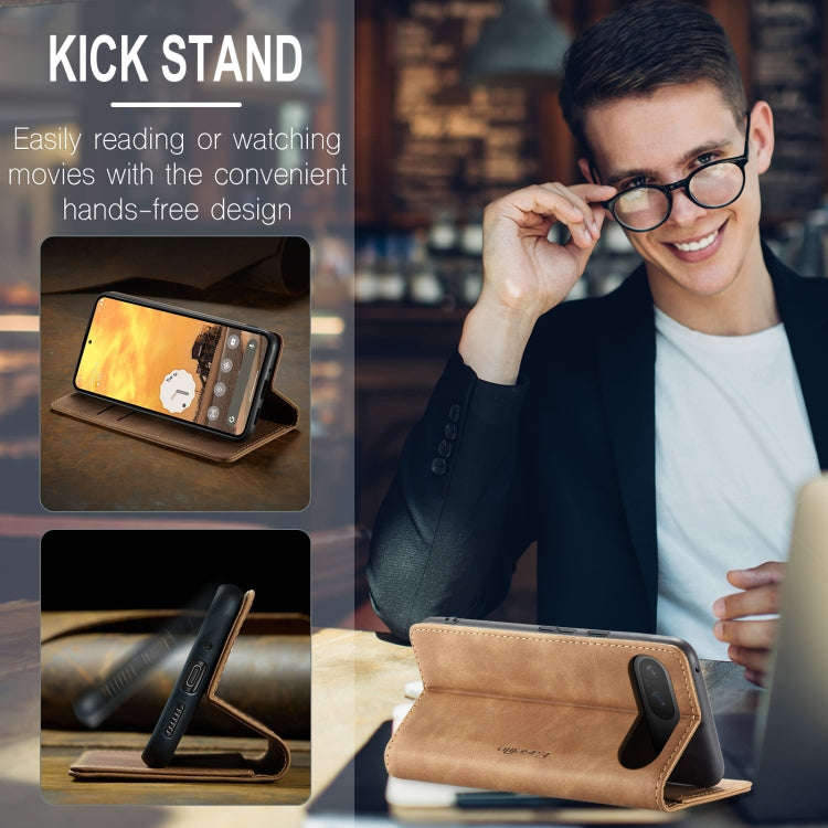 For Google Pixel 9 / 9 Pro CaseMe 013 Multifunctional Horizontal Flip Leather Phone Case(Brown)