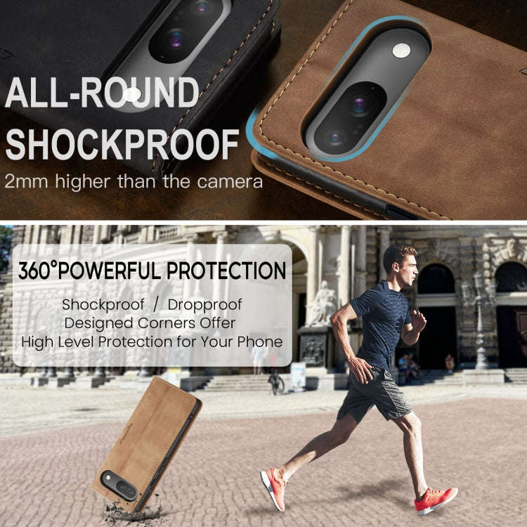 For Google Pixel 9 / 9 Pro CaseMe 013 Multifunctional Horizontal Flip Leather Phone Case(Brown)