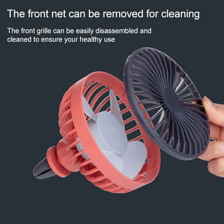 F829 Portable Car Air Outlet Electric Cooling Fan with LED Light(White)