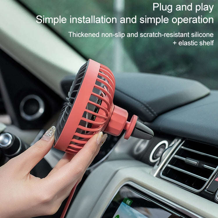 F829 Portable Car Air Outlet Electric Cooling Fan with LED Light(White)