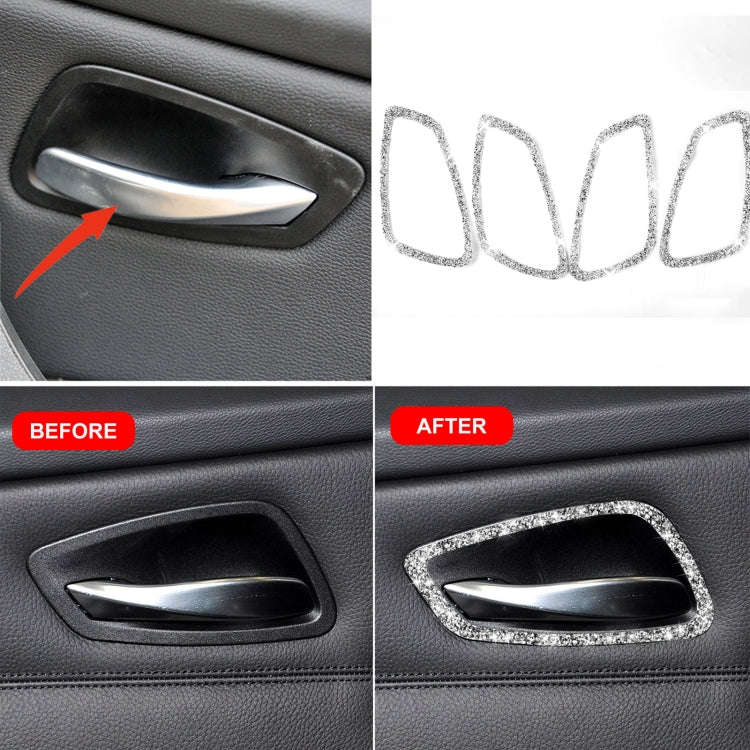 Car Door Handle Frame Diamond Decorative Sticker for BMW 3 Series E90 2005-2012, Modified 320i / ...