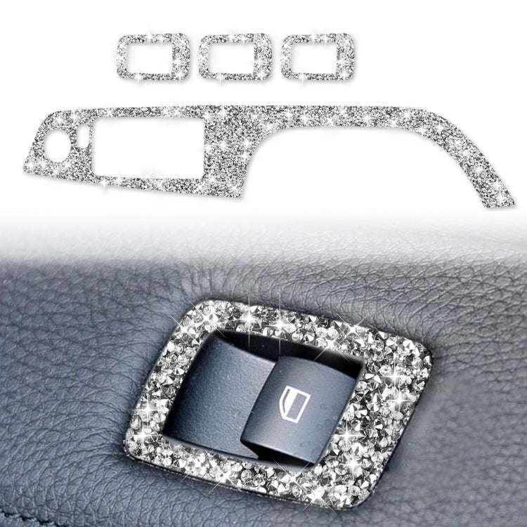 For BMW 3 Series E90 / 320i / 325i 2005-2012 Car Window Lift Panel 35.8cm Diamond Decorative Stic...
