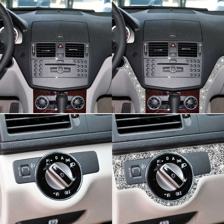 For Mercedes-Benz C-class W204 2007-2010 Car Headlight Frame Diamond Decorative Sticker, Left-han...