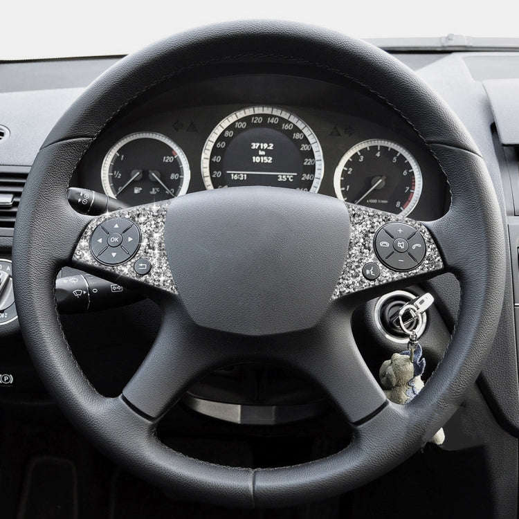 For Mercedes-Benz C-class W204 2007-2010 Car Steering Wheel Buttons Diamond Decorative Sticker, L...