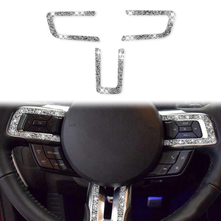 For Ford Mustang 2015-2020 Car Steering Wheel Key Frame Diamond Decoration Sticker, Left and Righ...