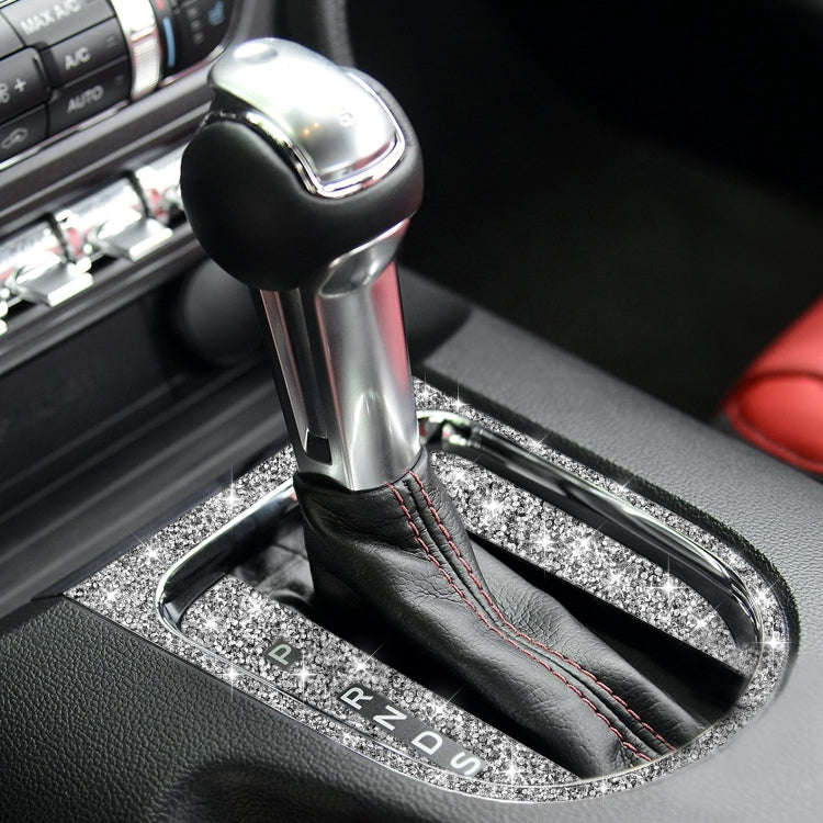 For Ford Mustang 2015-2020 3pcs Car Gear Shift Outer Ring Diamond Decoration Sticker, Left Drive