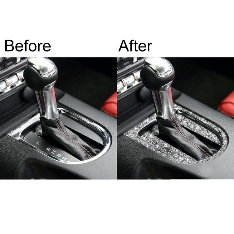 For Ford Mustang 2015-2020 3pcs Car Gear Shift Outer Ring Diamond Decoration Sticker, Left Drive