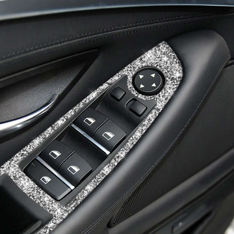 For BMW F10 5 Series 2011-2018 Car Window Lift Switch Diamond Decorative Sticker, Left-hand Drive