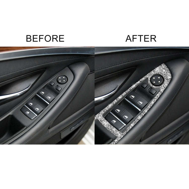 For BMW F10 5 Series 2011-2018 Car Window Lift Switch Diamond Decorative Sticker, Left-hand Drive