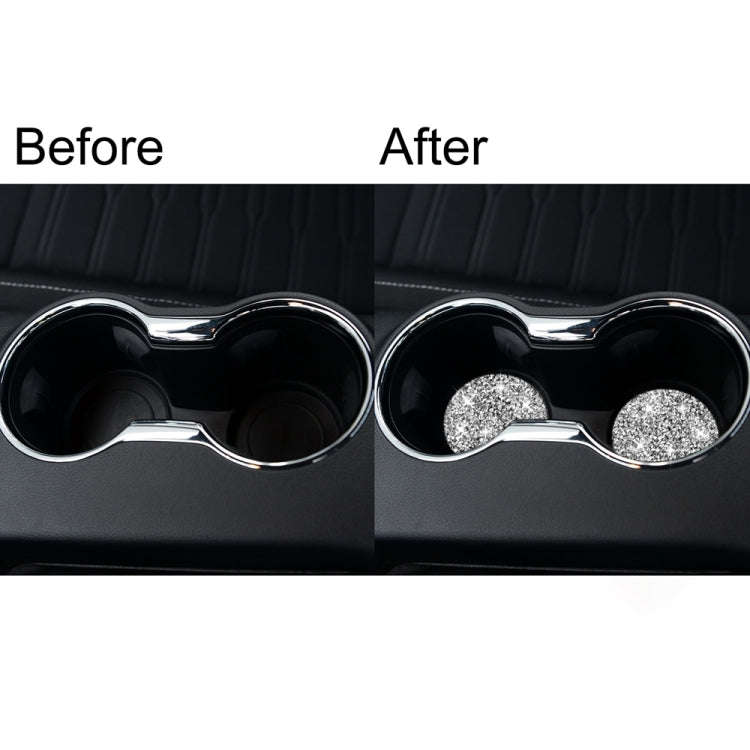 For Ford Mustang 2015-2020 Car Water Cup Holder Base Diamond Decoration Sticker, Left and Right D...