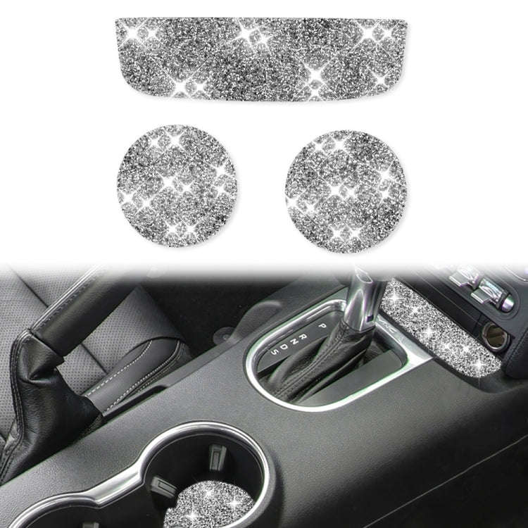 For Ford Mustang 2015-2020 Car Water Cup Holder Upper + Base Diamond Decoration Sticker, Left and...