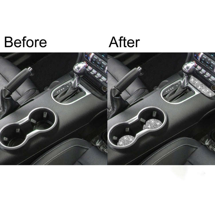 For Ford Mustang 2015-2020 Car Water Cup Holder Upper + Base Diamond Decoration Sticker, Left and...