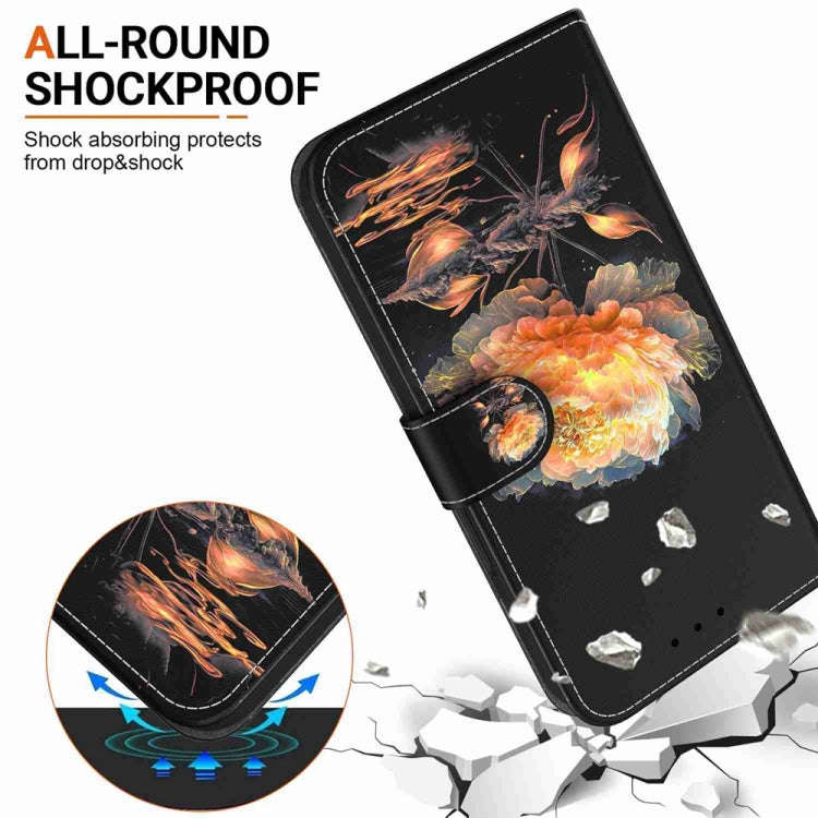 For Motorola Edge 2024 Crystal Texture Colored Drawing Leather Phone Case(Gold Peony)
