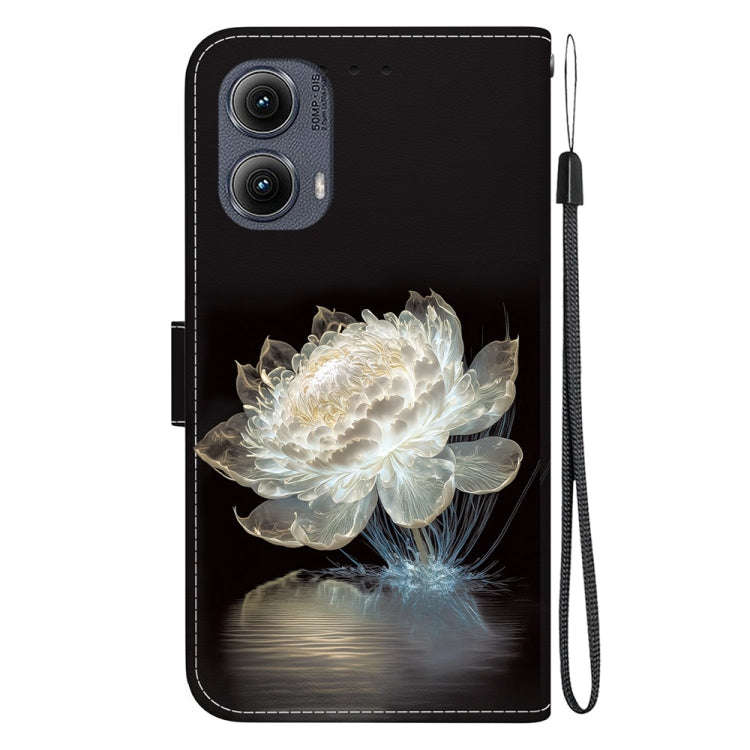 For Motorola Edge 2024 Crystal Texture Colored Drawing Leather Phone Case(Crystal Peony)