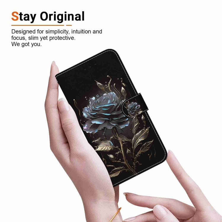 For Motorola Edge 2024 Crystal Texture Colored Drawing Leather Phone Case(Black Rose)