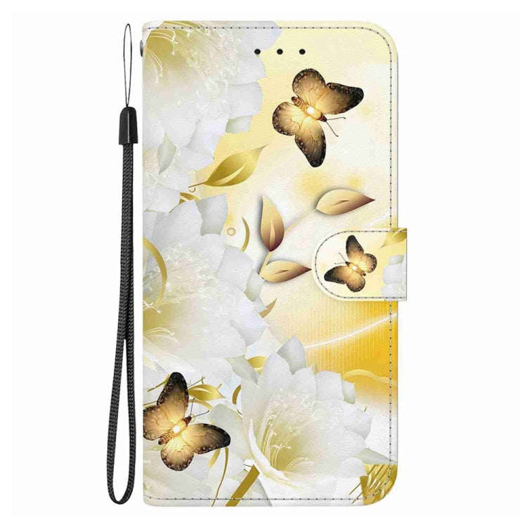 For Motorola Edge 2024 Crystal Texture Colored Drawing Leather Phone Case(Gold Butterfly Epiphyllum)