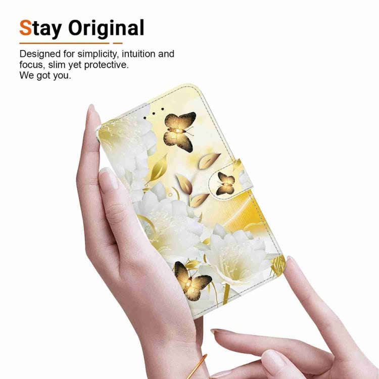 For Motorola Edge 2024 Crystal Texture Colored Drawing Leather Phone Case(Gold Butterfly Epiphyllum)