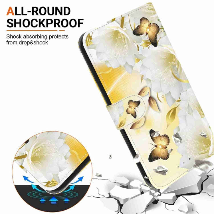 For Motorola Edge 2024 Crystal Texture Colored Drawing Leather Phone Case(Gold Butterfly Epiphyllum)