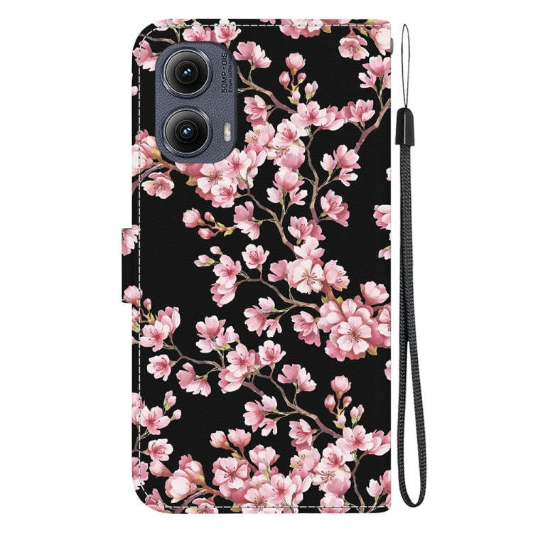 For Motorola Edge 2024 Crystal Texture Colored Drawing Leather Phone Case(Plum Bossom)