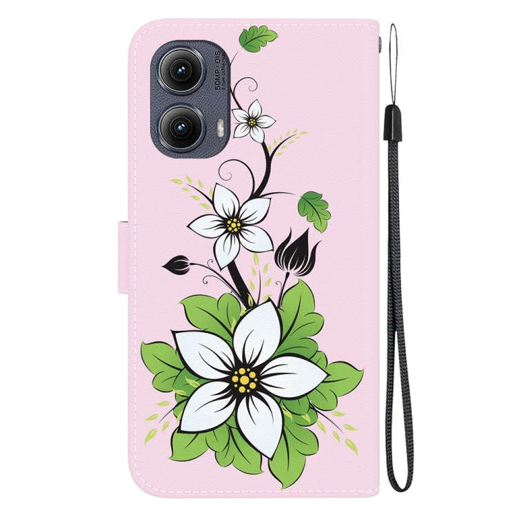 For Motorola Edge 2024 Crystal Texture Colored Drawing Leather Phone Case(Lily)