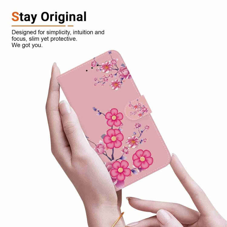 For Motorola Edge 2024 Crystal Texture Colored Drawing Leather Phone Case(Cherry Blossoms)