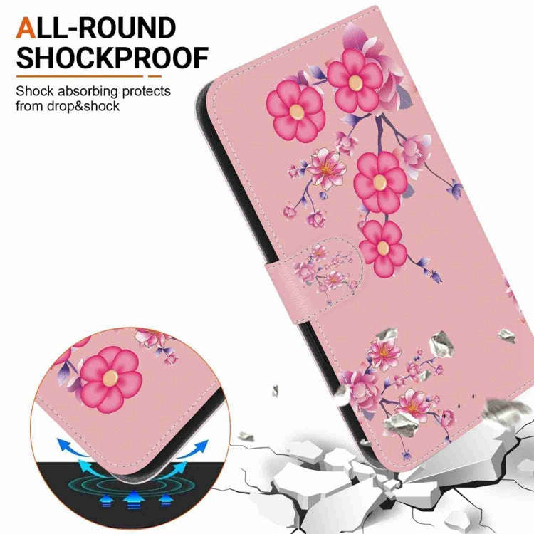 For Motorola Edge 2024 Crystal Texture Colored Drawing Leather Phone Case(Cherry Blossoms)