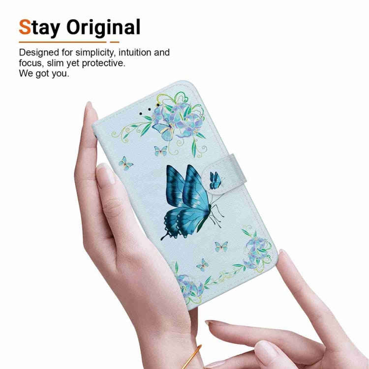 For Motorola Edge 2024 Crystal Texture Colored Drawing Leather Phone Case(Blue Pansies)