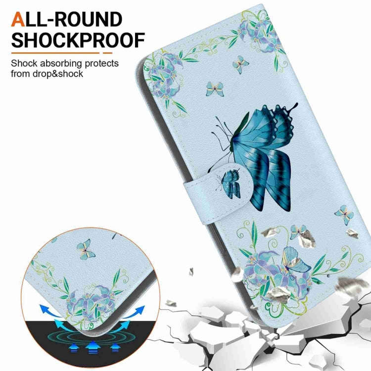 For Motorola Edge 2024 Crystal Texture Colored Drawing Leather Phone Case(Blue Pansies)