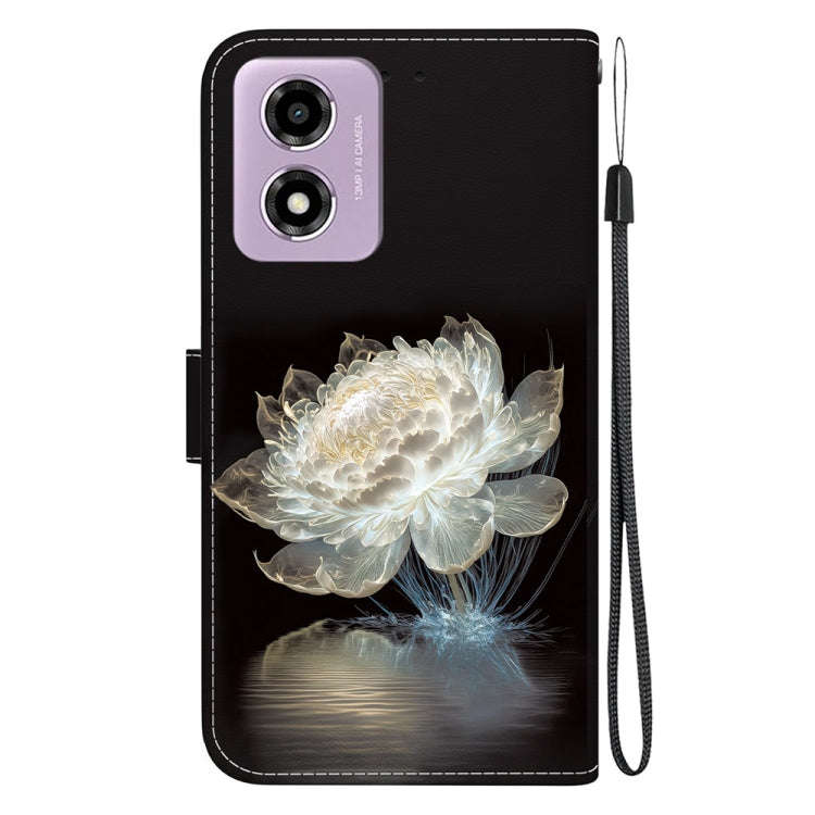 For Motorola Moto G04s / Moto E14 Crystal Texture Colored Drawing Leather Phone Case(Crystal Peony)