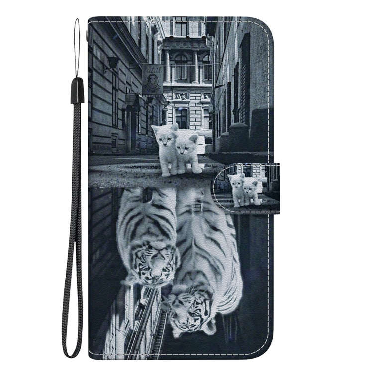 For Motorola Moto G04s / Moto E14 Crystal Texture Colored Drawing Leather Phone Case(Cat Tiger Re...