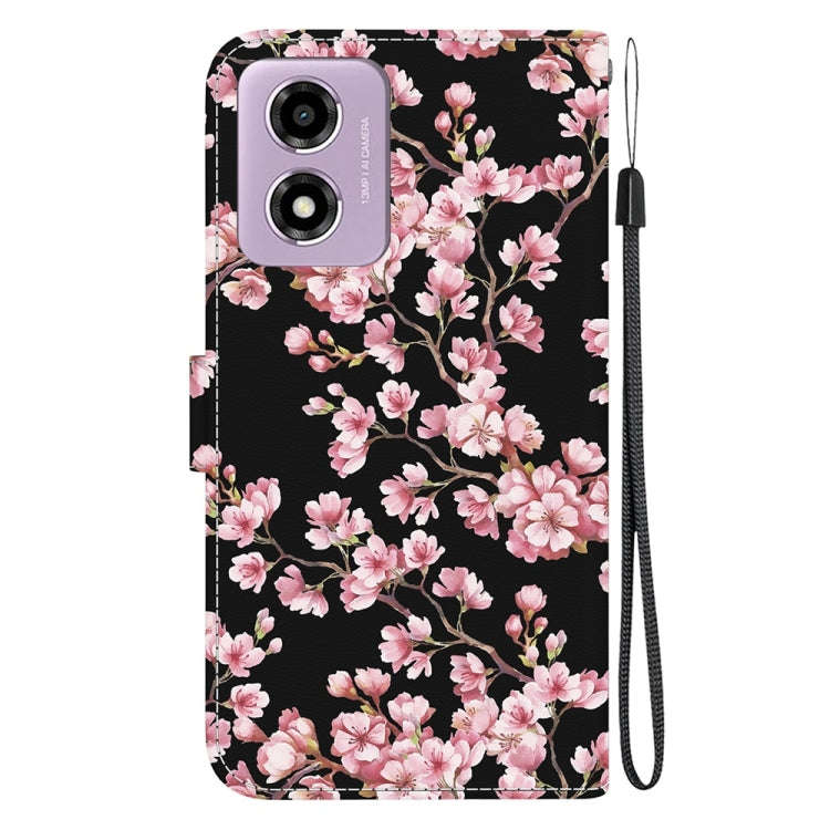 For Motorola Moto G04s / Moto E14 Crystal Texture Colored Drawing Leather Phone Case(Plum Bossom)