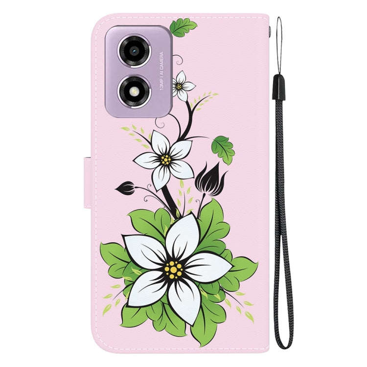 For Motorola Moto G04s / Moto E14 Crystal Texture Colored Drawing Leather Phone Case(Lily)
