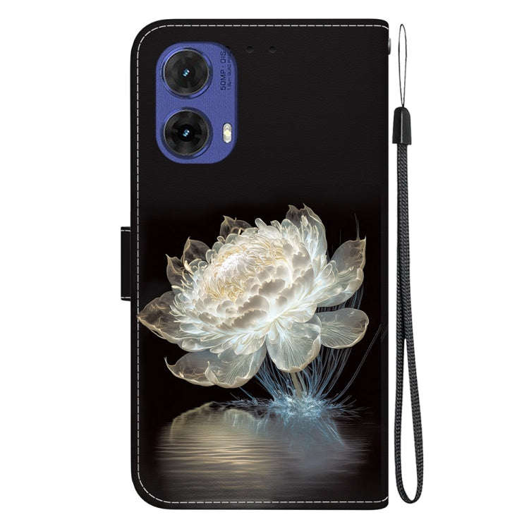 For Motorola Moto G85 Crystal Texture Colored Drawing Leather Phone Case(Crystal Peony)