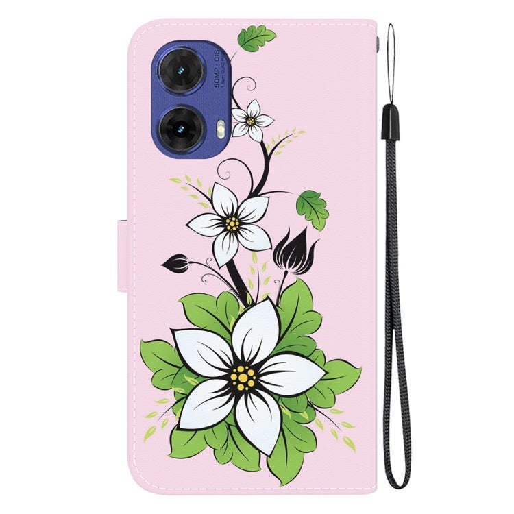 For Motorola Moto G85 Crystal Texture Colored Drawing Leather Phone Case(Lily)
