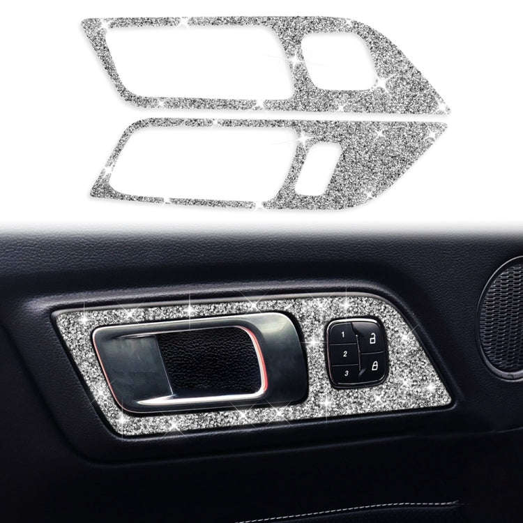 For Ford Mustang 2015-2020 2pcs Car Door Inner Handle Panel Diamond Decoration Sticker, Left Drive