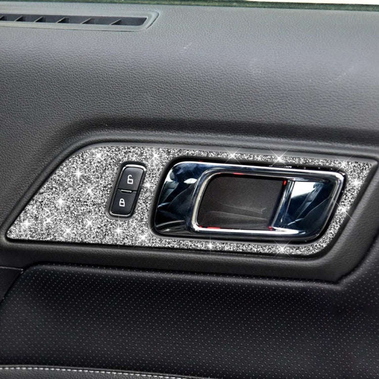For Ford Mustang 2015-2020 2pcs Car Door Inner Handle Panel Diamond Decoration Sticker, Left Drive