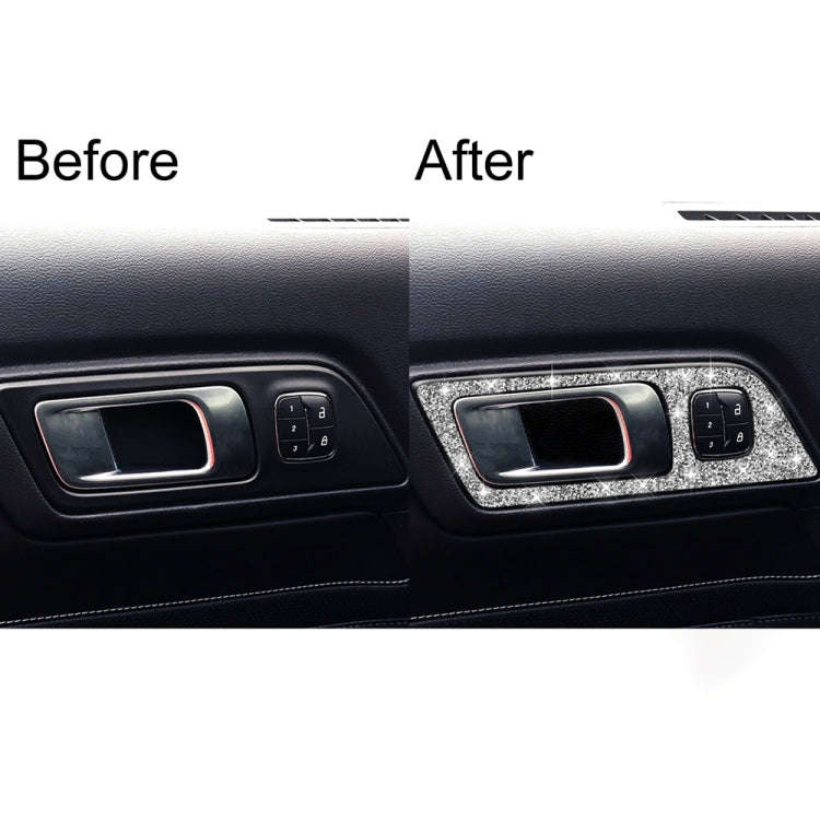For Ford Mustang 2015-2020 2pcs Car Door Inner Handle Panel Diamond Decoration Sticker, Left Drive