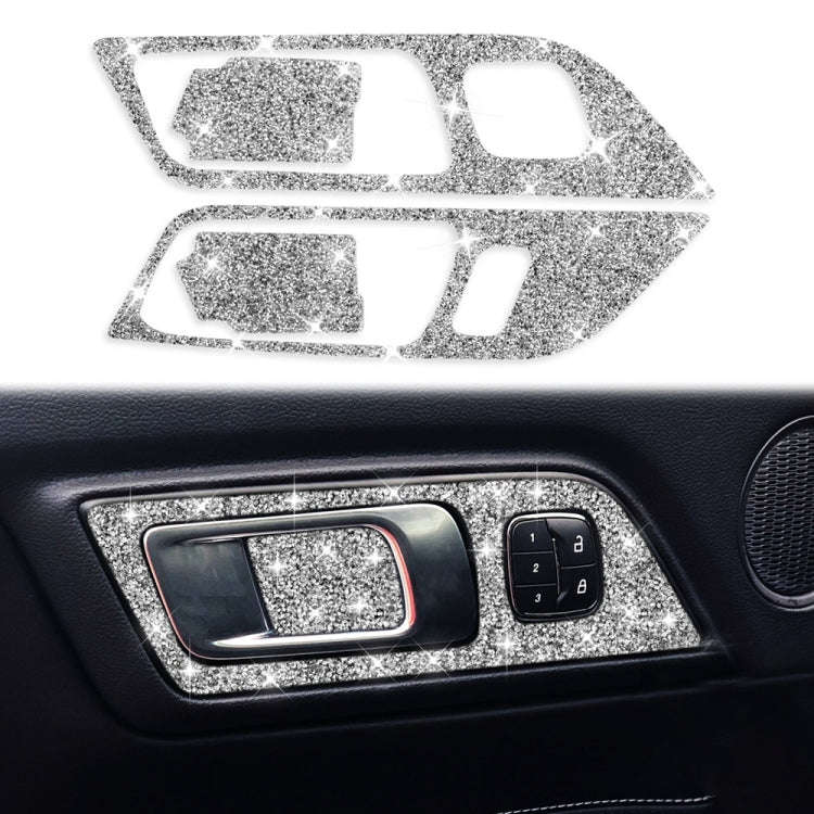 For Ford Mustang 2015-2020 4pcs Car Door Inner Handle Panel Diamond Decoration Sticker, Left Drive