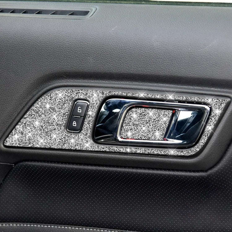 For Ford Mustang 2015-2020 4pcs Car Door Inner Handle Panel Diamond Decoration Sticker, Left Drive