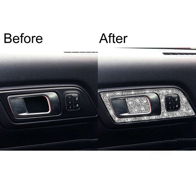 For Ford Mustang 2015-2020 4pcs Car Door Inner Handle Panel Diamond Decoration Sticker, Left Drive